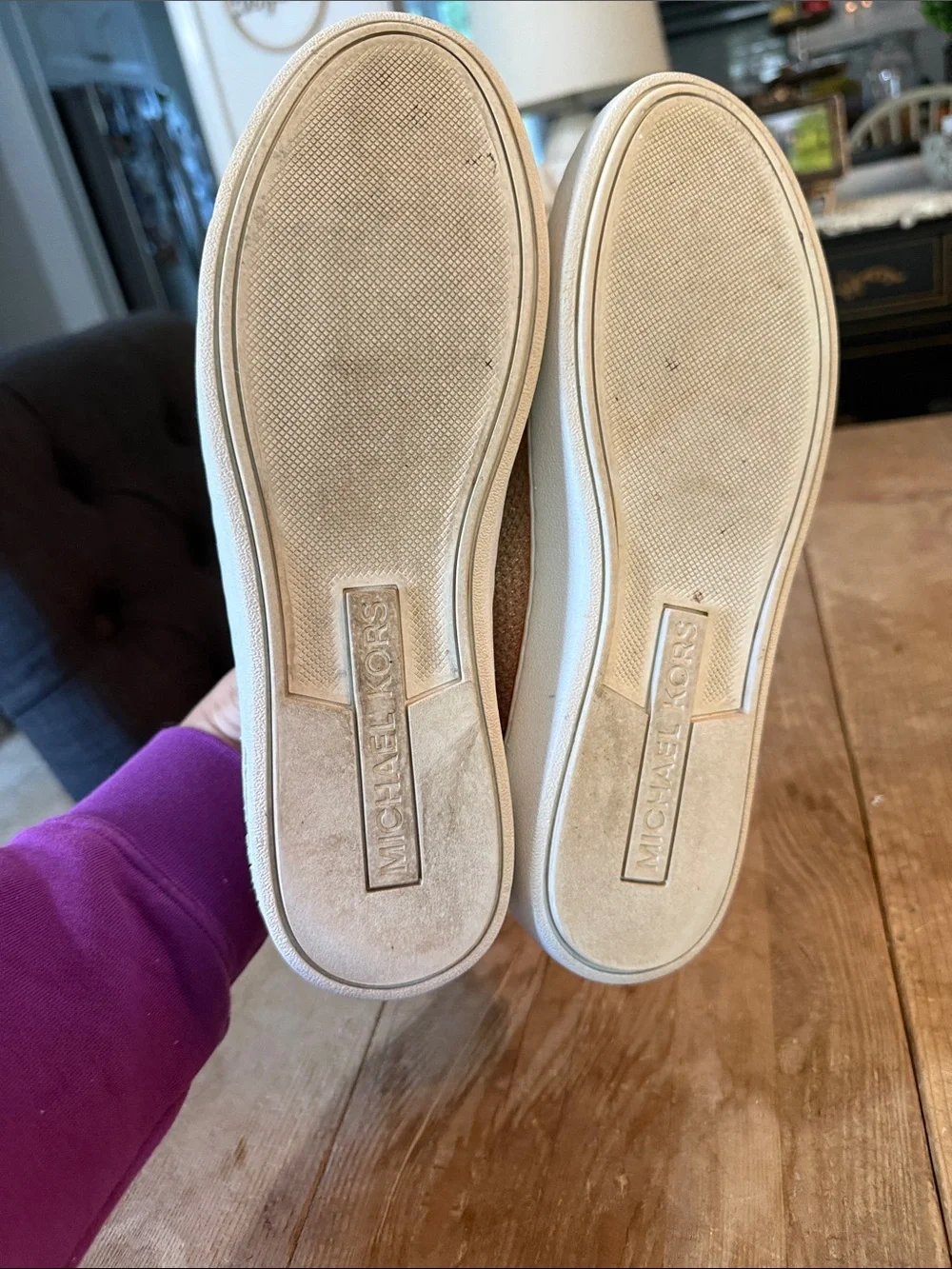 Michael Kors Blush Knit Slip-On Sneakers with Rose Gold Trim